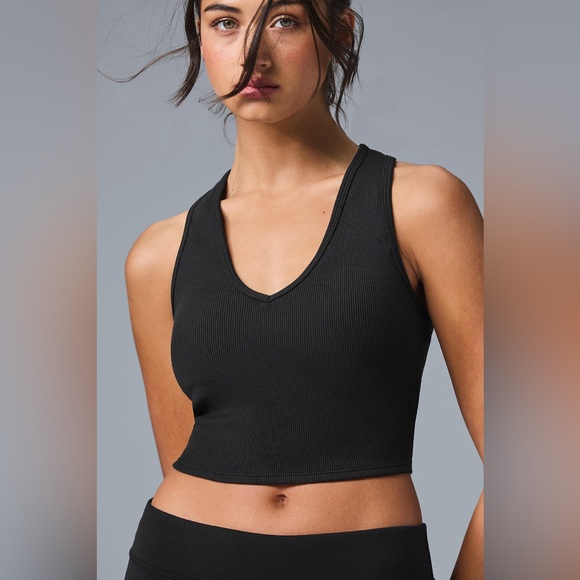 ALO Yoga Goddess Ribbed Cropped Racerback Tank Size XS (2-4) - Picture 1 of 7